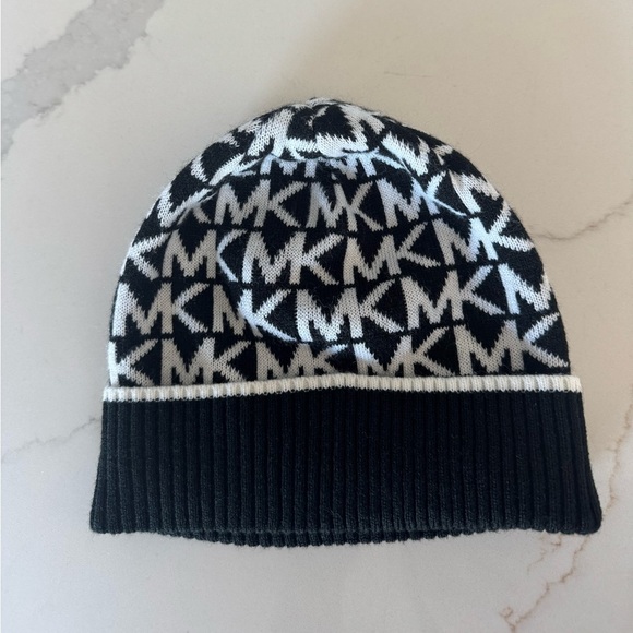 Michael Kors Black and White Knit Beanie - Picture 2 of 3
